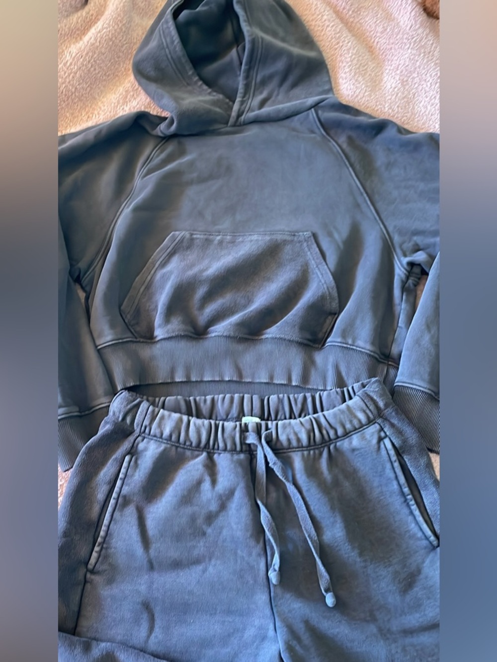 Cozy Pullover Hoodie & Drawstring Joggers Set - Slate gray